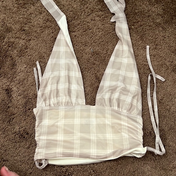 Tiger Mist Tops - Plaid Halter top